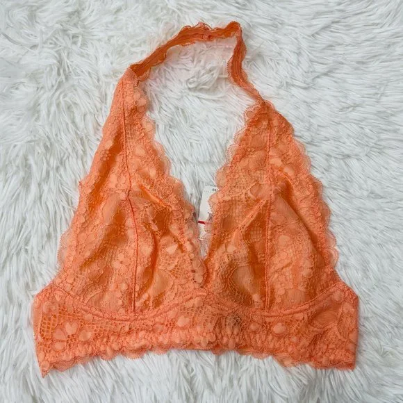 Free People Orange Galloon Lace Halter Bralette XS - Picture 5 of 8